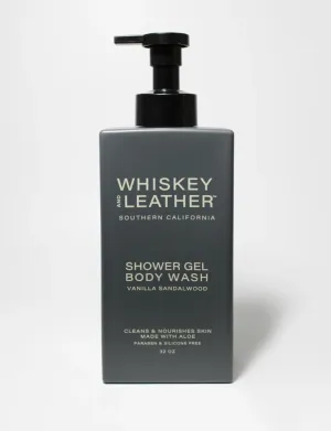 Whiskey and Leather, Body Wash/Shower Gel, VANILLA SANDALWOOD Scent - 32oz Pump