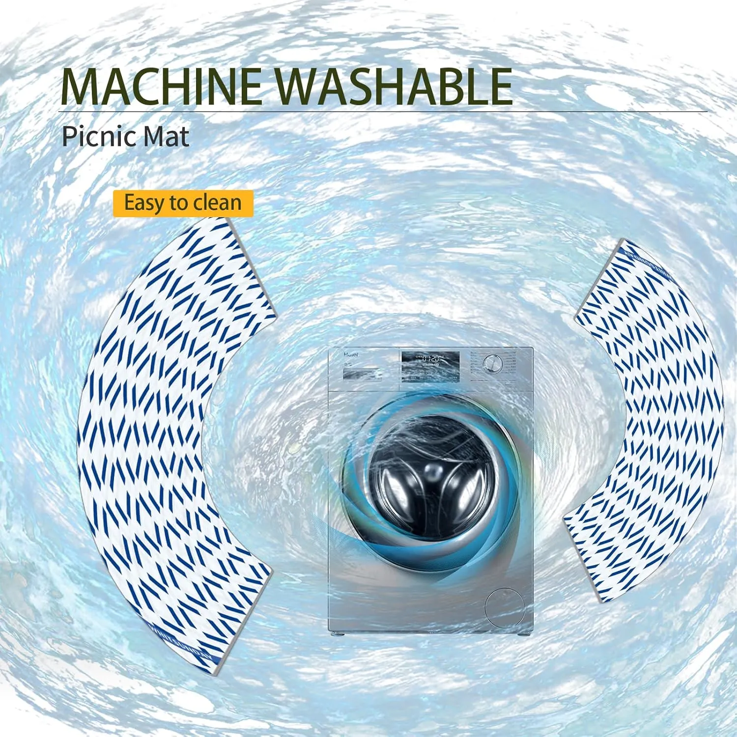 Whitsunday Picnic Blankets,Outdoor Beach Blanket, Picnic Mat Camping Blankets Waterproof Foldable for Spring Summer Camping, Beach, Park, Hiking(Square, 80 * 80)
