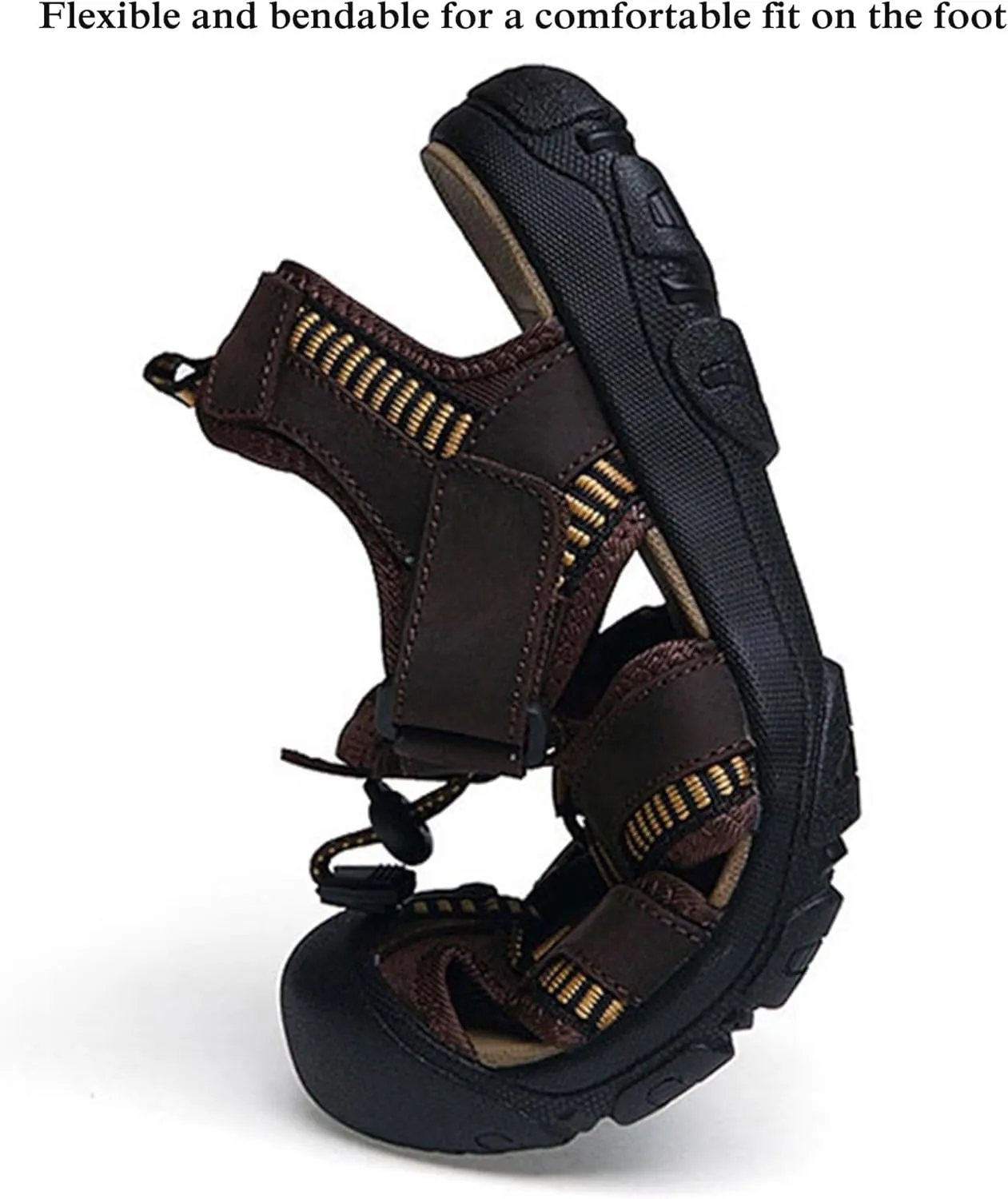 Wide Fit Walking Sandals Mens Closed Toe Sports Outdoor Hiking Sandals for Trekking Walking Beach Leather Water Sandals