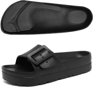 Women Platform Sandals with Arch Support, Adjustable Double Buckle Slide for Woman, Summer Vacation Sandal for Beach,Garden,Pool,Easy Street, Sandalias de Plataforma Para Mujer