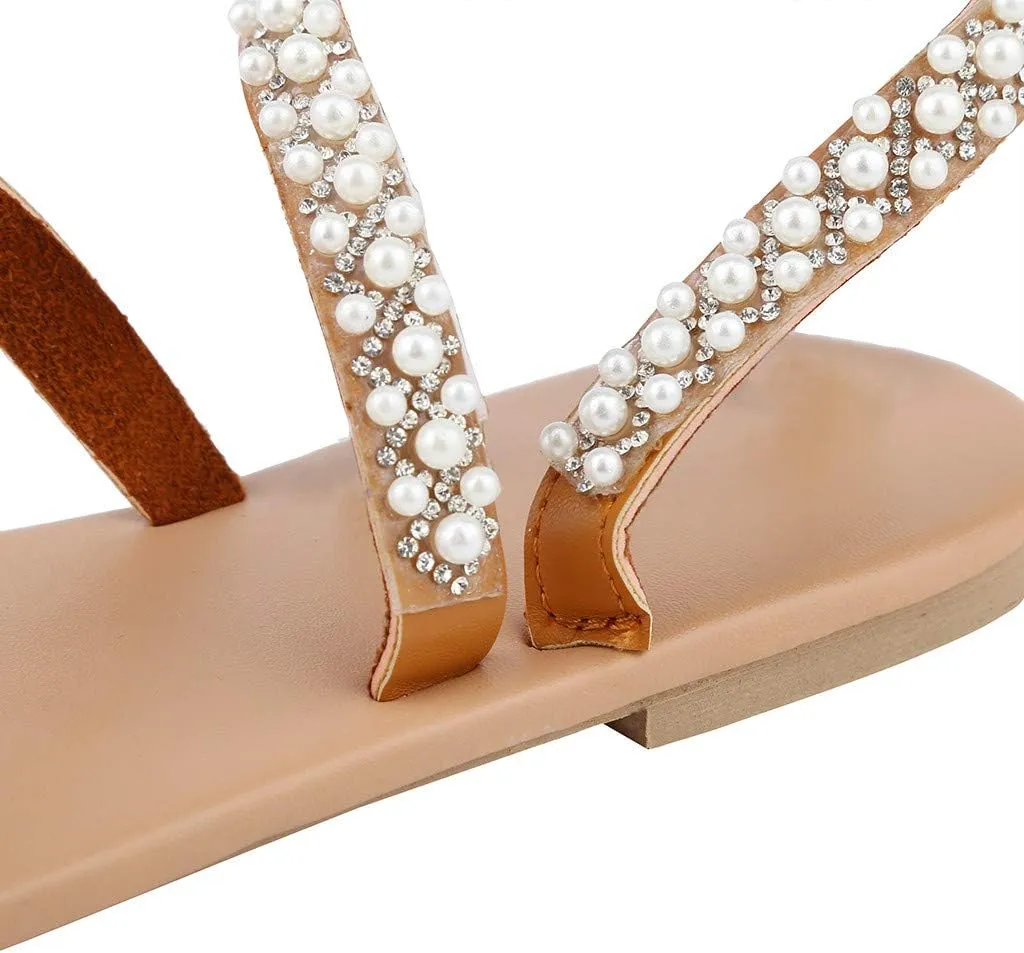 Women's Flat Lace Up Flip Flops Bohemia Lace Flower Sandals Comfy Outdoor Mules Summer Casual Beach Sandals Sandals Women Dressy Summer Flat Wide Width Sandals Beach Sandals for Women