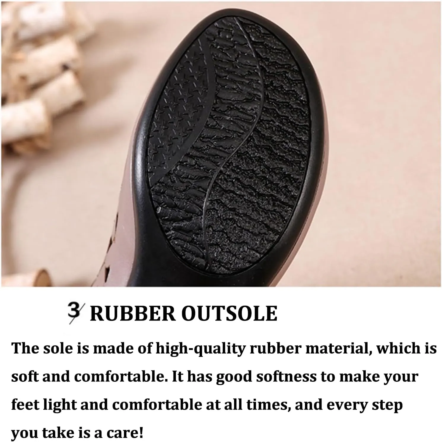 Women's Leather Hollow Chunky Heel Mary Janes Casual Round Toe Hook and Loop Soft Non-Slip Dress Pumps Comfort Flower Evening Dating Sandals