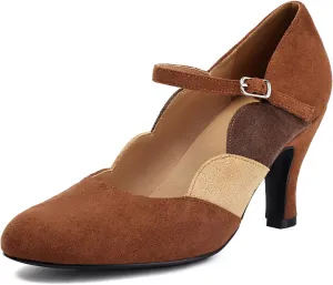 Women's Mary Jane Close Round Toe Vintage 1950s Heels Ankle Straps Retro 1920s Victorian Pumps 1930s Shoes