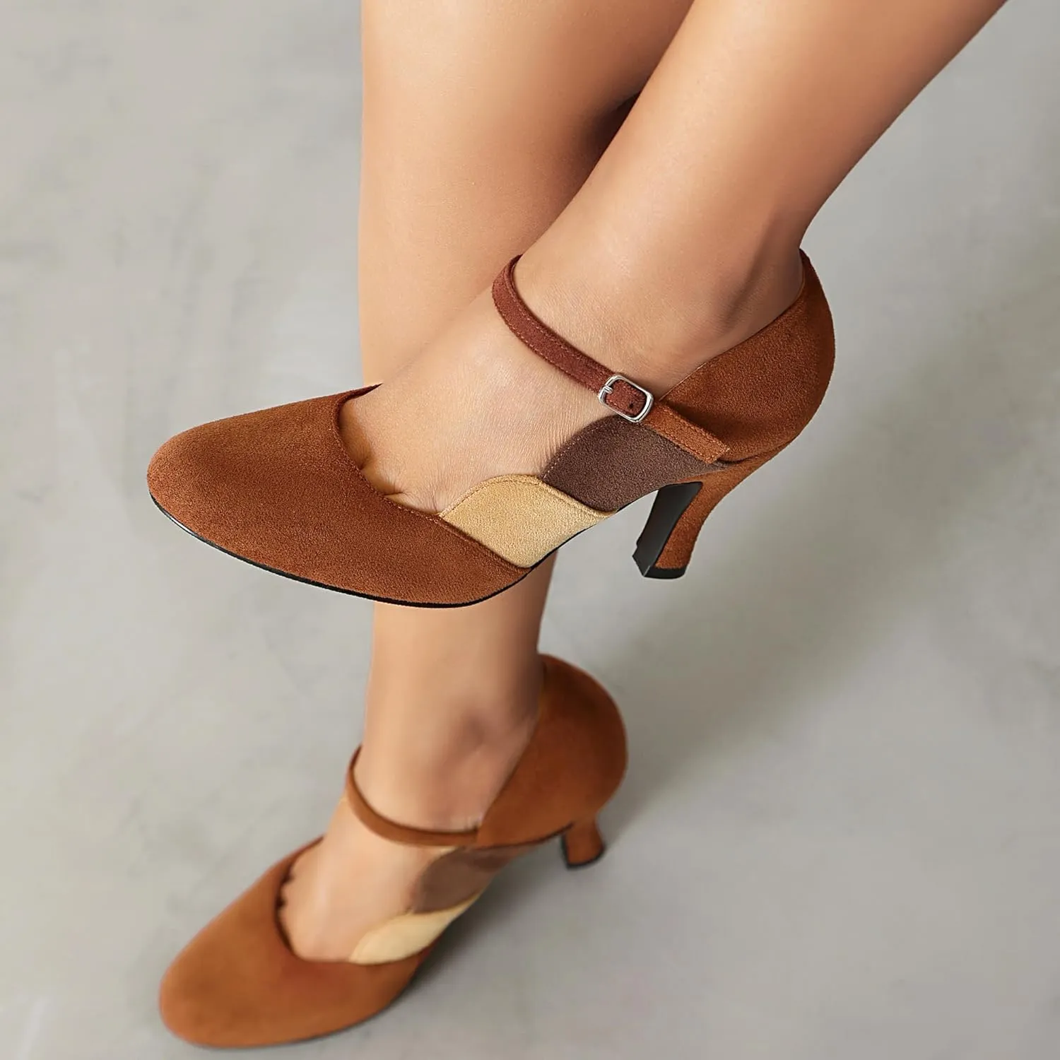 Women's Mary Jane Close Round Toe Vintage 1950s Heels Ankle Straps Retro 1920s Victorian Pumps 1930s Shoes