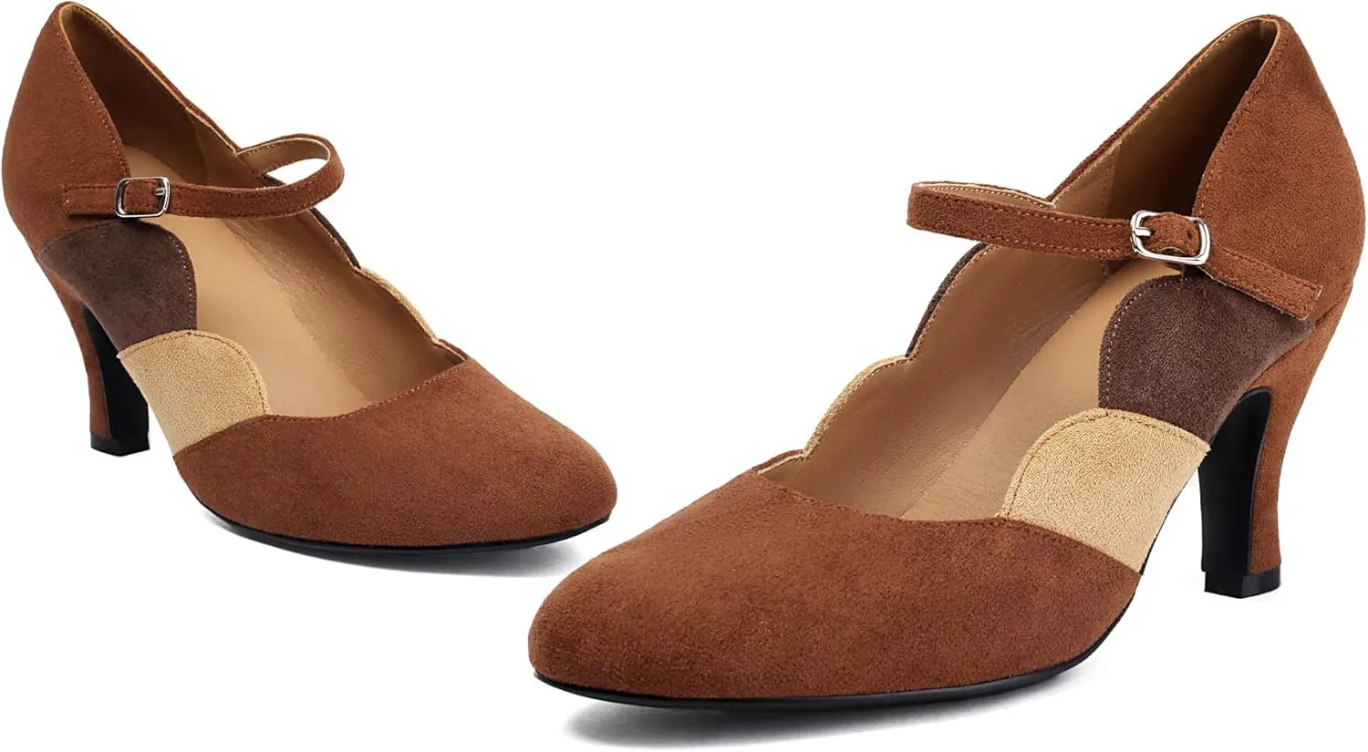 Women's Mary Jane Close Round Toe Vintage 1950s Heels Ankle Straps Retro 1920s Victorian Pumps 1930s Shoes