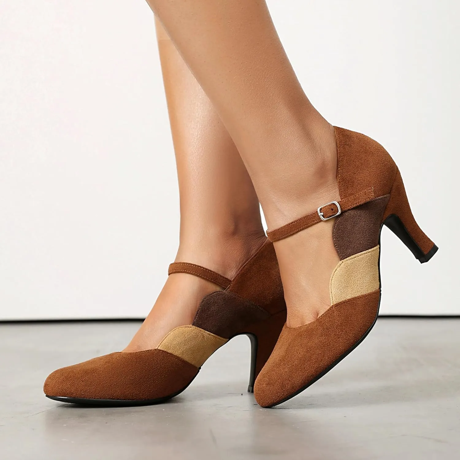 Women's Mary Jane Close Round Toe Vintage 1950s Heels Ankle Straps Retro 1920s Victorian Pumps 1930s Shoes