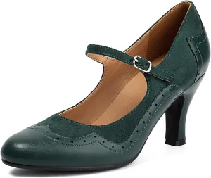 Women's Mary Jane Wingtip Rockability Close Round Toe Vintage 1950s Heels Oxford 1930s Ankle Straps Retro 1920s Victorian Pumps Shoes