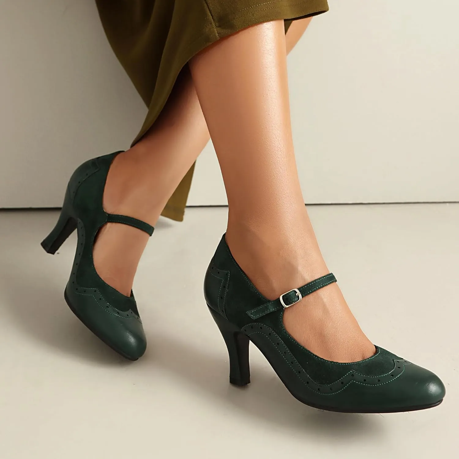 Women's Mary Jane Wingtip Rockability Close Round Toe Vintage 1950s Heels Oxford 1930s Ankle Straps Retro 1920s Victorian Pumps Shoes
