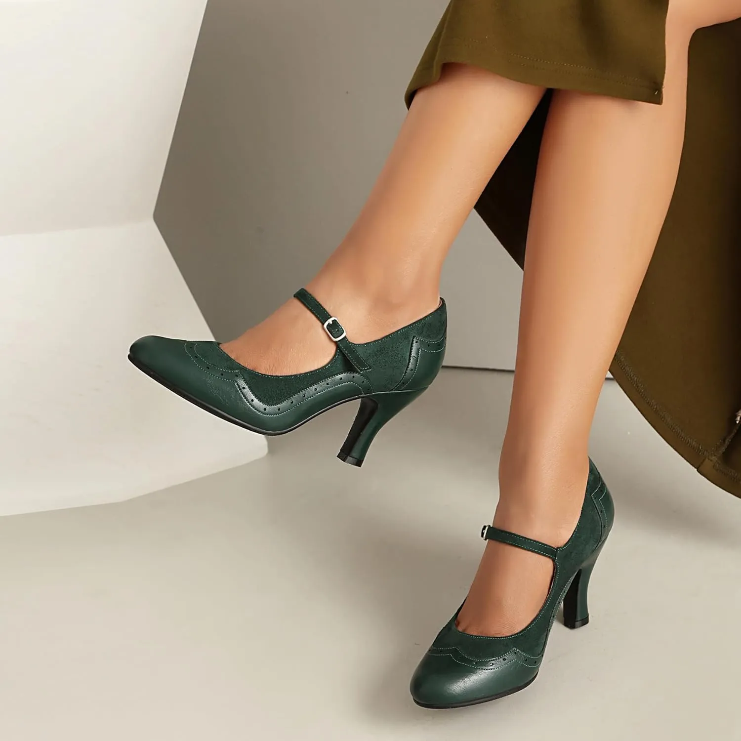 Women's Mary Jane Wingtip Rockability Close Round Toe Vintage 1950s Heels Oxford 1930s Ankle Straps Retro 1920s Victorian Pumps Shoes