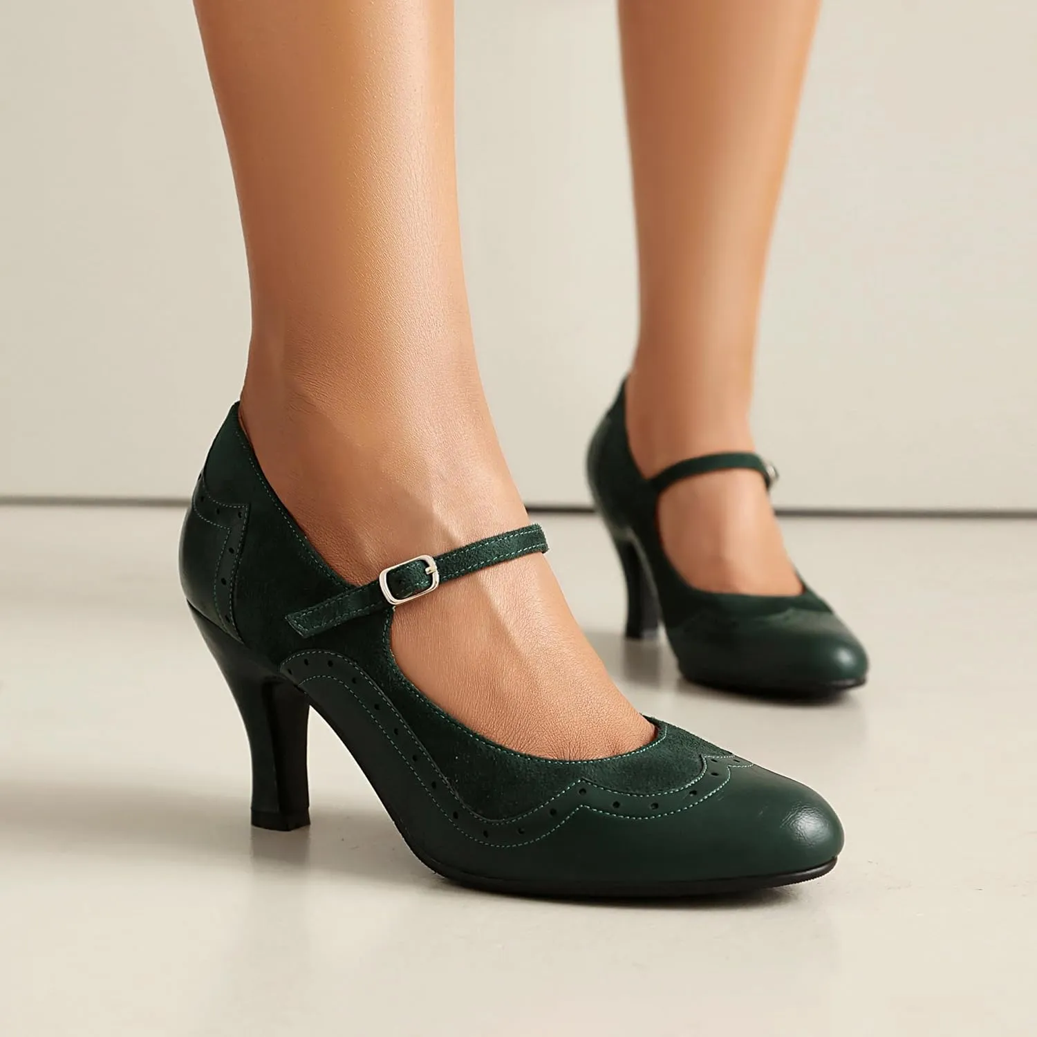 Women's Mary Jane Wingtip Rockability Close Round Toe Vintage 1950s Heels Oxford 1930s Ankle Straps Retro 1920s Victorian Pumps Shoes