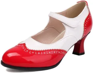 Women's Patchwork Kawaii Hoof Heel Mary Janes Pumps