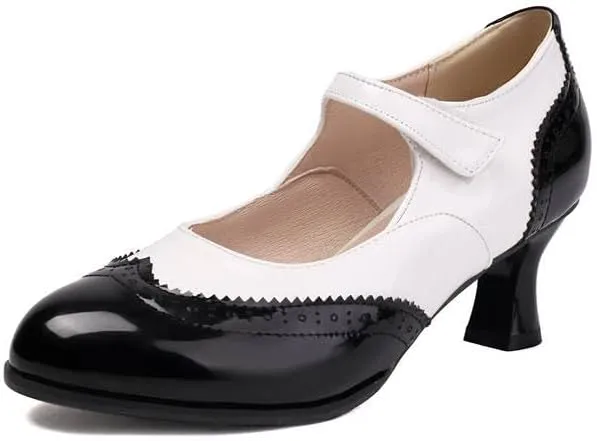 Women's Patchwork Kawaii Hoof Heel Mary Janes Pumps