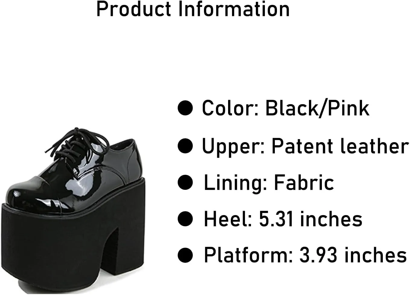 Women's Patent Leather Thick High Heel Gothic Oxford Shoes Sexy Round Toe Chunky Platform Heightened Non-Slip Lace-Up Evening Party Wedding Formal Shoes