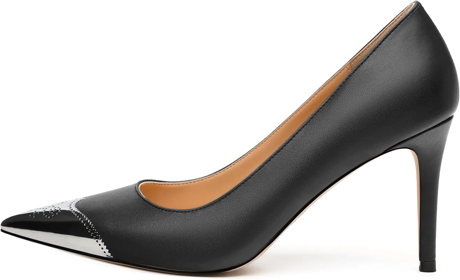 Women's Pumps, Pointed Toe Stiletto High Heels, Slip On Fashion Two Toned Patchwork Pump for Women