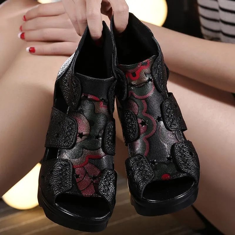 Women's Real Leather Comfort Mary Jane Sandals Ladies Pump Summer Shoes