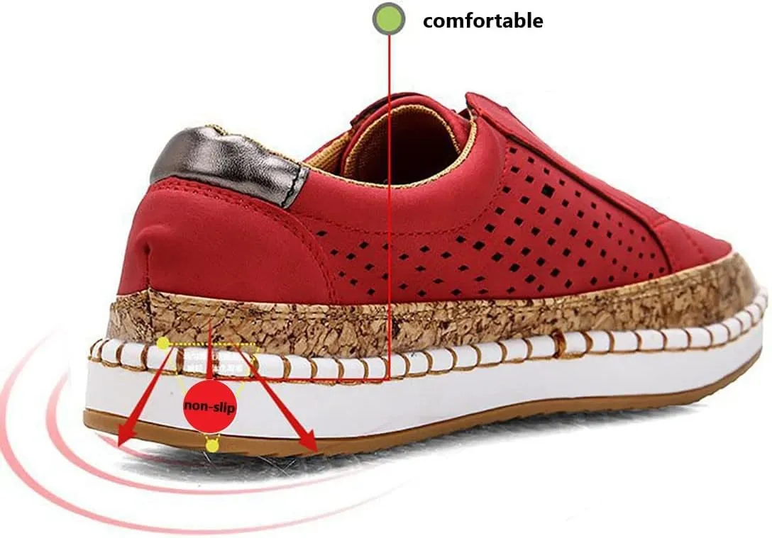 Women's Retro Casua Sneakers Garden Clogs Shoes Orthopedic Slip-On Shoes Walking Shoes Flat Casual Shoes