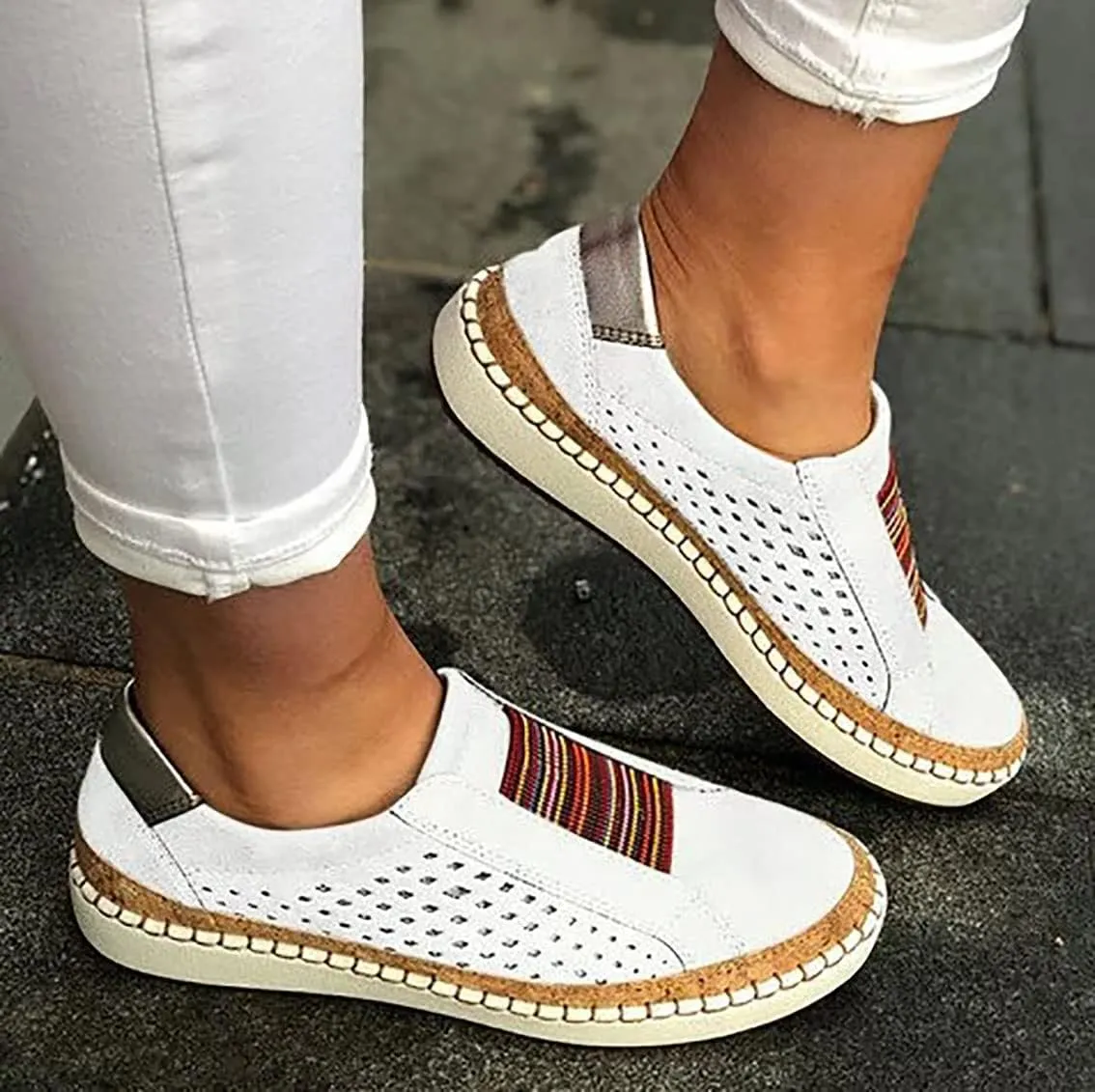 Women's Retro Casua Sneakers Garden Clogs Shoes Orthopedic Slip-On Shoes Walking Shoes Flat Casual Shoes