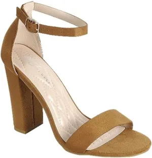 Women's Single Band Chunky Heel Sandal with Ankle Strap