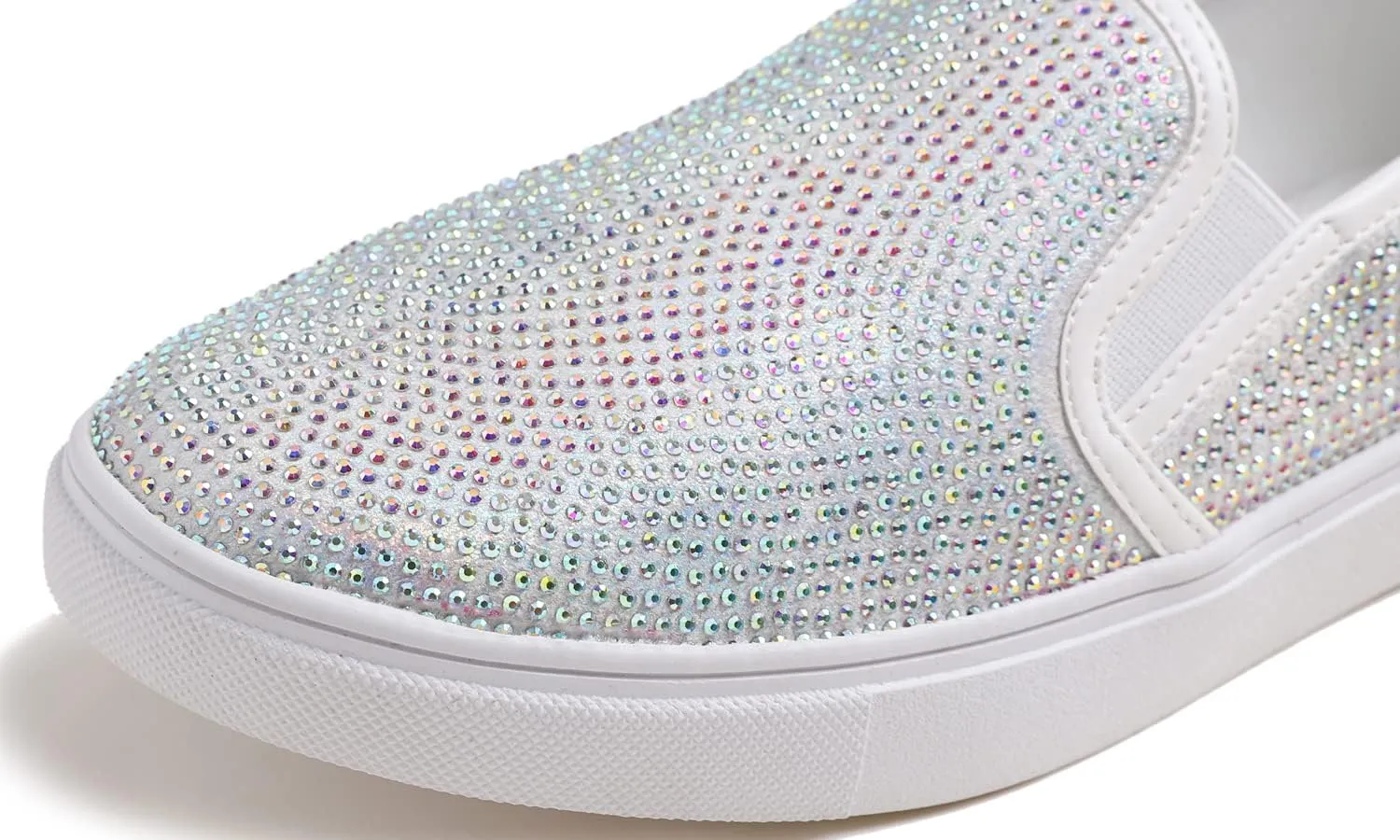 Women's Sparkle Rhinestone Jeweled Loafer Flats Embellished Shiny Party Wedding Bridal Dress Sneakers