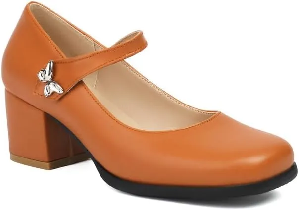 Women's Square Toe Mary Janes Block Heel Pumps