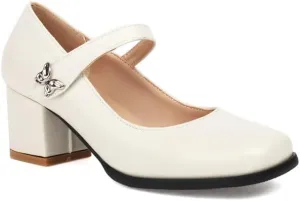 Women's Square Toe Mary Janes Block Heel Pumps