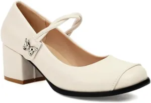 Women's Square Toe Mary Janes Square Heel Pumps