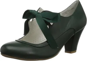 Women's WIGGLE-32 Pump, Dark Green Faux Leather, 9 M US