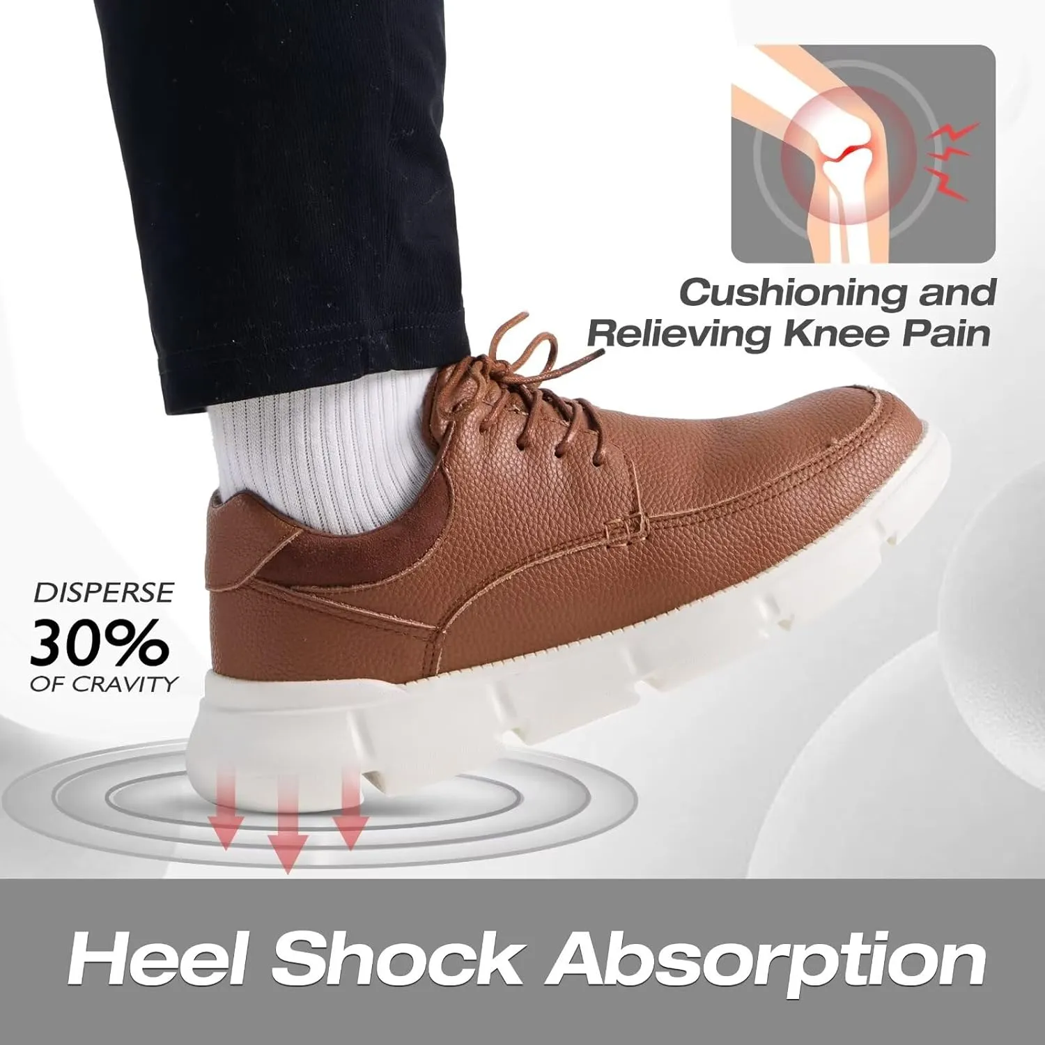 XPACS Men's Orthopedic Leather Dress Walking Shoes: Comfortable Arch Support Plantar Fasciitis Orthotic Formal Tennis Oxford, Flat Feet Casual Business Working Shoes for Foot and Heel Pain Relief