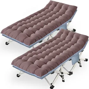 XXL Camping Cots Extra Width Camping Bed with Comfortable Mat 2 Pack Oversize Sleeping Cots for Adults Cots with Carry Bag for Adults Portable Folding Cot Nap Office Vacation Indoor Easy to Set Up