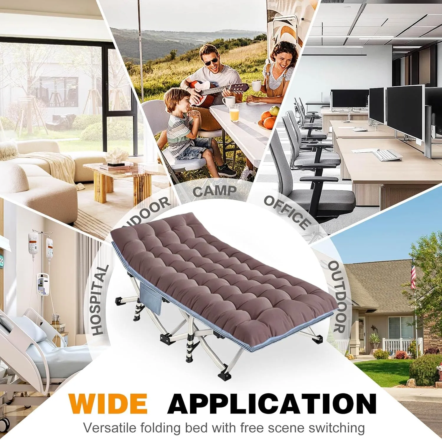 XXL Camping Cots Extra Width Camping Bed with Comfortable Mat 2 Pack Oversize Sleeping Cots for Adults Cots with Carry Bag for Adults Portable Folding Cot Nap Office Vacation Indoor Easy to Set Up