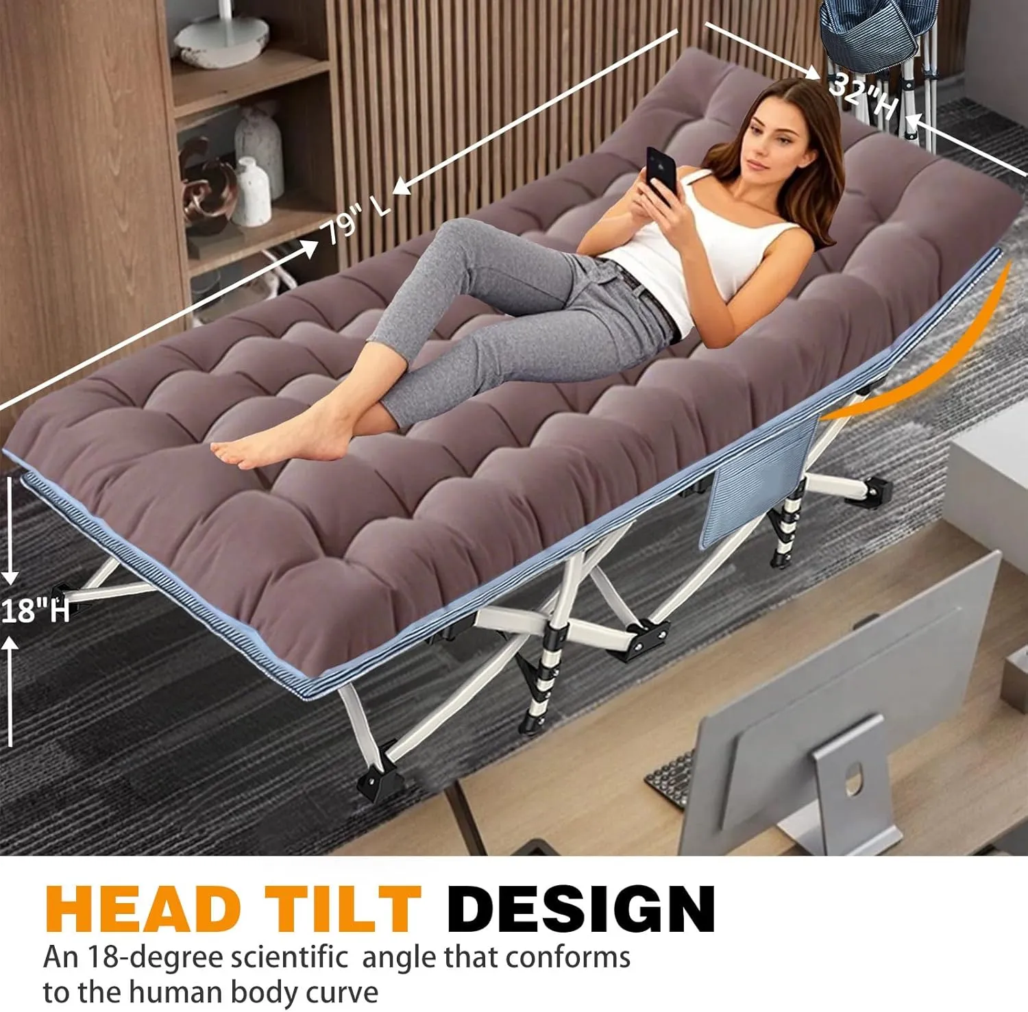 XXL Camping Cots Extra Width Camping Bed with Comfortable Mat 2 Pack Oversize Sleeping Cots for Adults Cots with Carry Bag for Adults Portable Folding Cot Nap Office Vacation Indoor Easy to Set Up