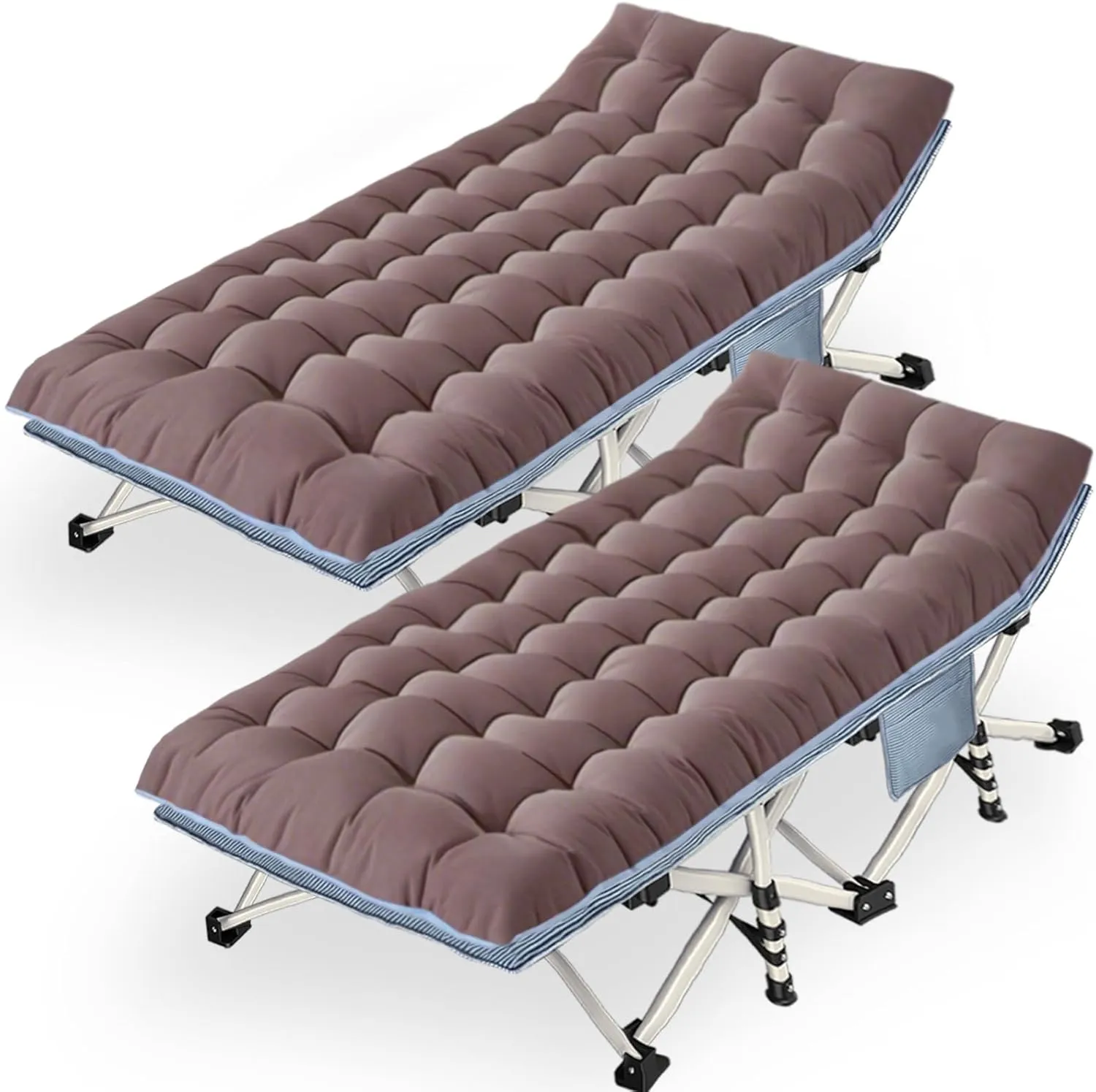 XXL Camping Cots Extra Width Camping Bed with Comfortable Mat 2 Pack Oversize Sleeping Cots for Adults Cots with Carry Bag for Adults Portable Folding Cot Nap Office Vacation Indoor Easy to Set Up