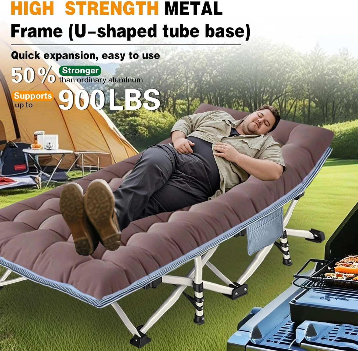 XXL Camping Cots Extra Width Camping Bed with Comfortable Mat 2 Pack Oversize Sleeping Cots for Adults Cots with Carry Bag for Adults Portable Folding Cot Nap Office Vacation Indoor Easy to Set Up