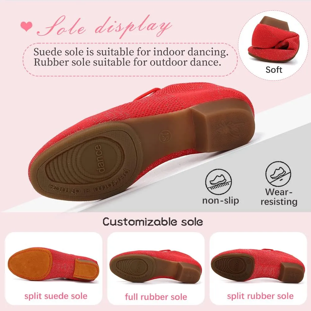 YKXLM Women Standard Practice Social Dance Sneaker Beginner Dance Practice Shoes for Women Low Heel Ballroom