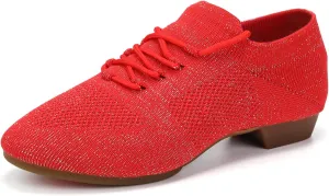 YKXLM Women Standard Practice Social Dance Sneaker Beginner Dance Practice Shoes for Women Low Heel Ballroom
