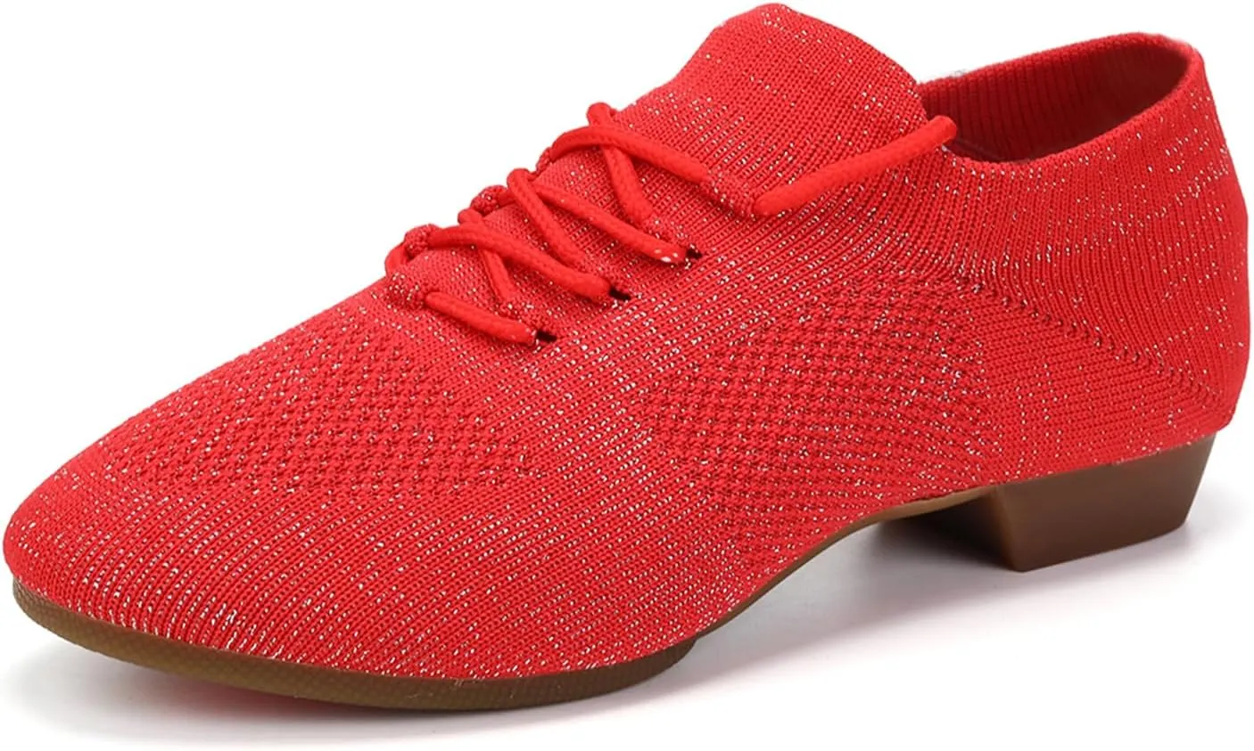 YKXLM Women Standard Practice Social Dance Sneaker Beginner Dance Practice Shoes for Women Low Heel Ballroom
