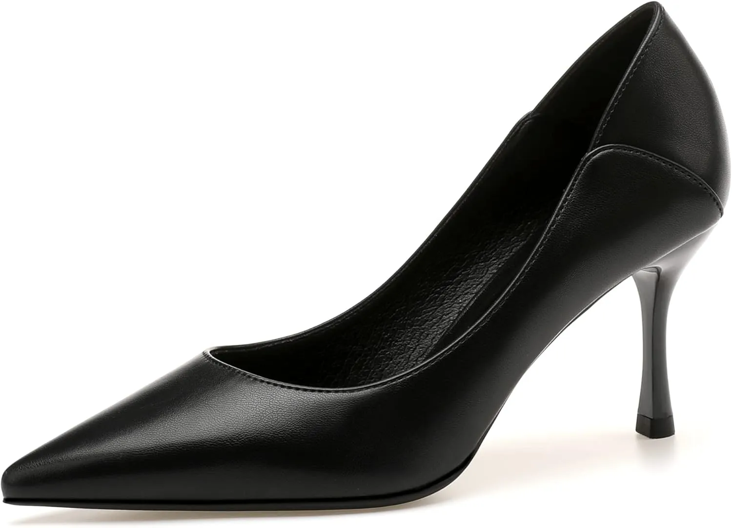 YooPrettyz Women Pointed Toe Dressy Pumps Shoes Polished Leather Office Pumps Foldable Back Slide Heels