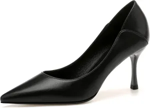 YooPrettyz Women Pointed Toe Dressy Pumps Shoes Polished Leather Office Pumps Foldable Back Slide Heels