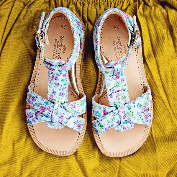Zecchino Girls White Sandal with Flowers