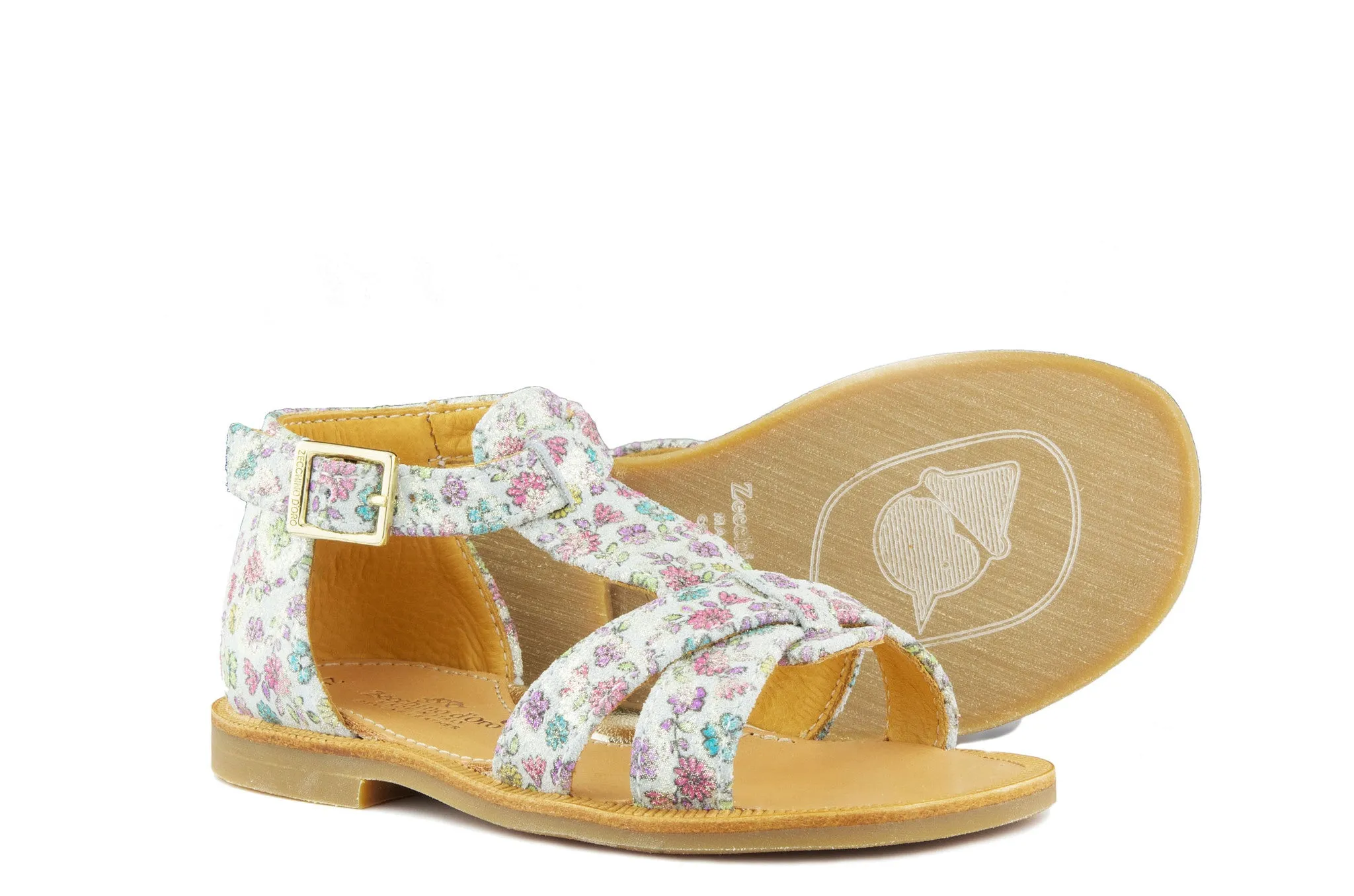 Zecchino Girls White Sandal with Flowers